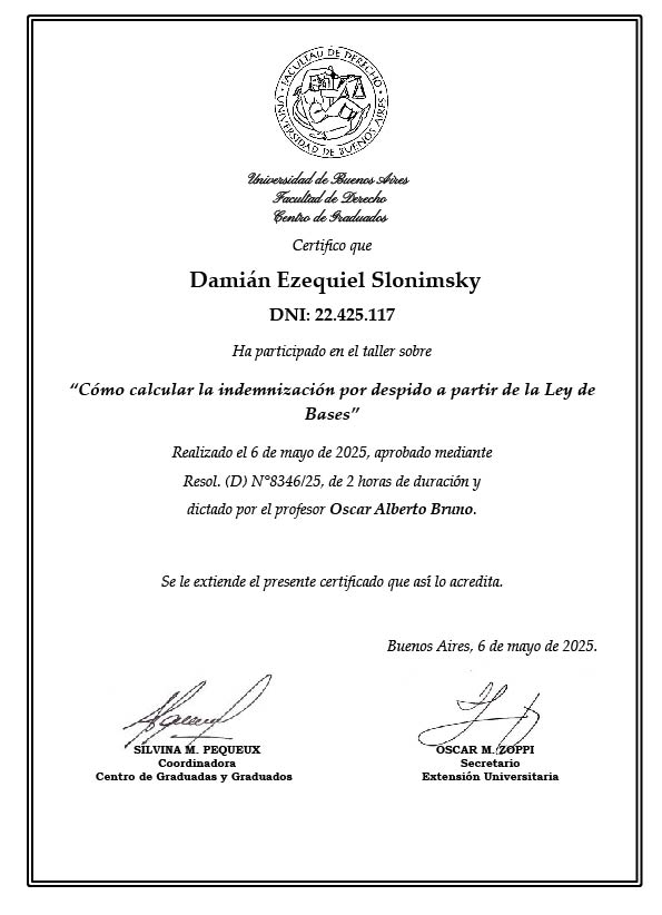 Certificado Curso 6 de mayo de 2025