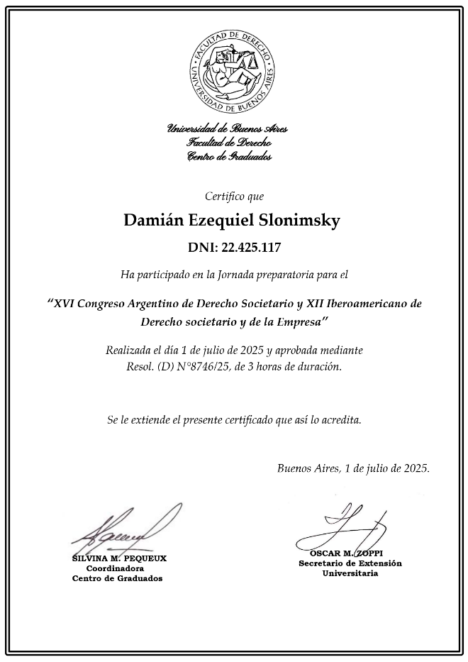 Certificado Curso 1 de julio de 2025